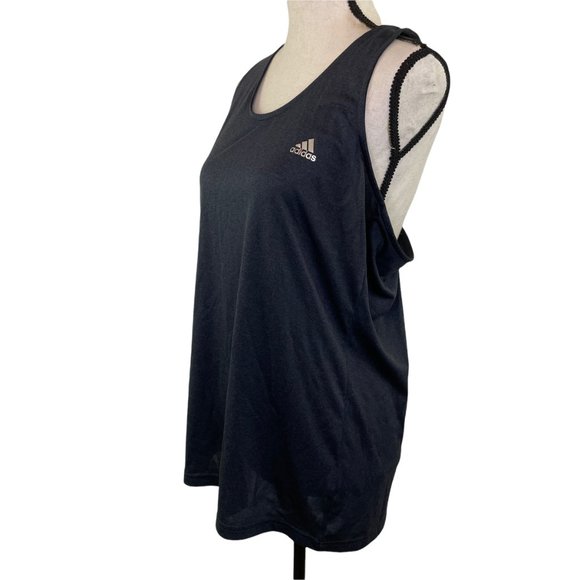 WOMENS ADIDAS CLIMALITE CHARCOAL GRAY DERBY STRIPE T-BACK TANK TOP XL - Picture 4 of 10